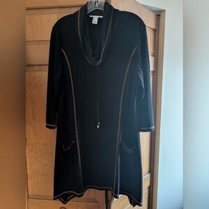 Joseph Ribkoff Black Tunic with Brown Trim